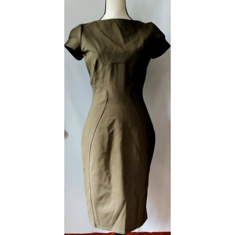 Ponte Sheath Dress Womens Size 8 Cap Sleeve Green Slim